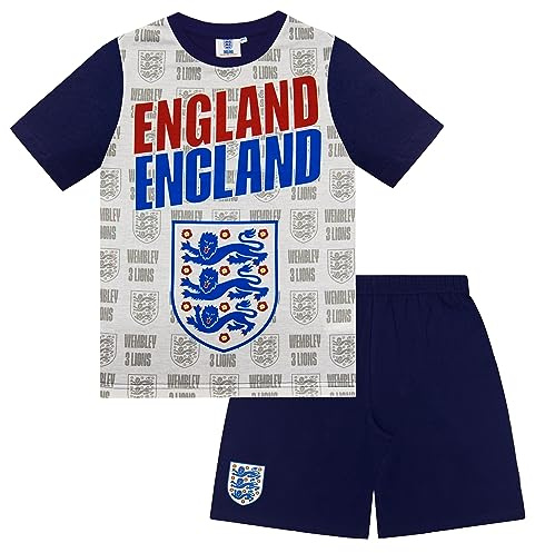 England Three Lions Official Gift Boys Short Pyjamas White Text 4-5 Years
