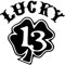 myrockshirt Lucky 13 Aufkleber Sticker Glücksbringer Kleeblatt Glück Old School ca. 15 cm