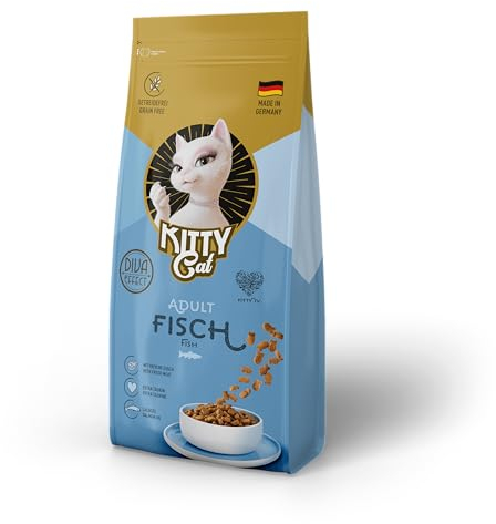 KITTY Cat Fisch Adult, 3 kg, Trockenfutter mit hohem Fleischanteil für ausgewachsene Katzen, getreidefreies Katzenfutter mit Taurin und Lachsöl, Made in Germany