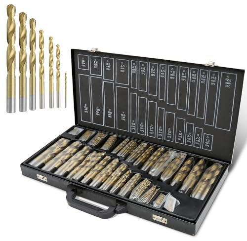 Izrielar Surtido de brocas de metal de 230 piezas, juego de brocas espirales de 1 a 13 mm, revestimiento de titanio, juego de brocas profesionales