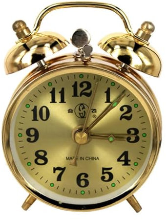 Aqxyedc Goldfarbener mechanischer Wecker, Hufeisen, Handaufzug, Vintage-Metalluhr wanglan