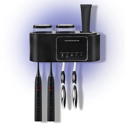 BigKing Désinfectant UV pour Brosse à Dents, Porte - Brosse à Dents Mural avec Fonction De Séchage, Distributeur De Dentifrice Automatique Electrique pour Garder Votre Brosse à Dents Propre