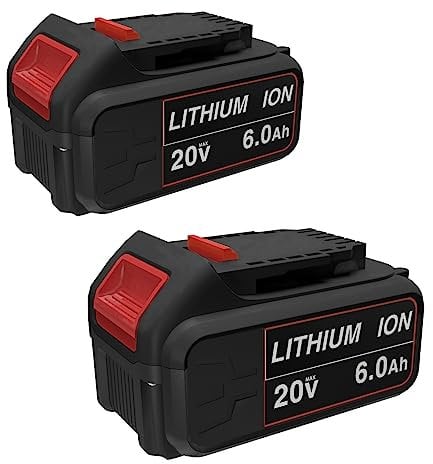 WZXHU 2Pack 20V 6.0Ah Battery Replacement Compatible with Dewalt 20V 6.0Ah Battery DCB206 DCB204 DCB200 DCB201 DCB207 DCB203 DCB180 DCD/DCF/DCG/DCS Series Lithium ion Cordless Tools Batteries
