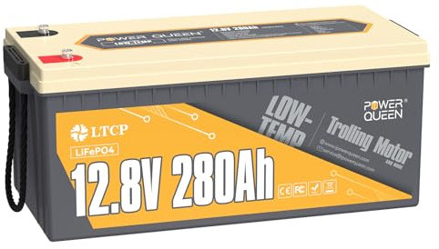 Power Queen 12V 280Ah Batterie LiFePO4 Protection contre les basses Températures Groupe 8D, Batterie à Cycle profond avec 200A BMS, 3584Wh d'Énergie, jusqu'à 15000 Cycles pour Camion, RV, Camping-car