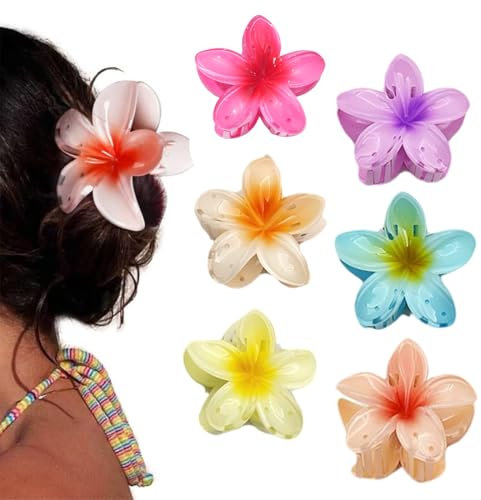 EOYVAIL Pinzas de pelo,Pinzas para el cabello con flores para mujer, pinzas para el cabello pequeñas, elegantes pinzas para el cabello de plástico antideslizantes,4 * 3,6 * 2,6 cm (6 piezas)