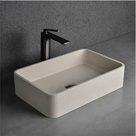 Zhaoj24-05 Waschbecken 19,7 x 12,8 Rechteckiges Waschbecken aus Beton über der Theke, Mattes Aufsatzwaschbecken for Schrank, Toilette, Waschtisch Aufsatzwaschbecken für Badezimmer(Weiß)
