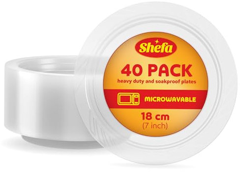 Shefa Pack of 200 Clear Plates, Reusable & Washable, Heavy Duty Dinnerware, Microwave-Safe Crockery - Ideal for Birthday, Parties, Camping, Catering (7 Inch Plates, Clear)……