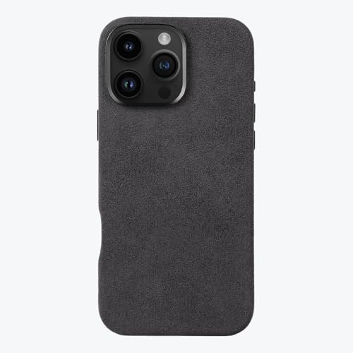 ALTRAALMA Alcantara Phone Case for iPhone 16 Series, Compatible with Magsafe Wireless Charging, Alcantara Full-Wrap Phone Case (iPhone16 Pro, Black)