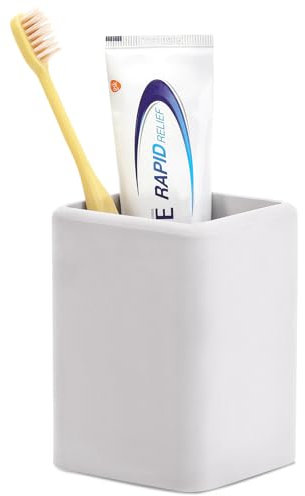 Luxspire Porte-brosses à Dents, Gobelets à Brosses en Diatomite à Dents à Séchage Rapide pour la Salle de Bain, Porte-brosses à Dents Électriques et Porte-Dentifrice, Gris Clair