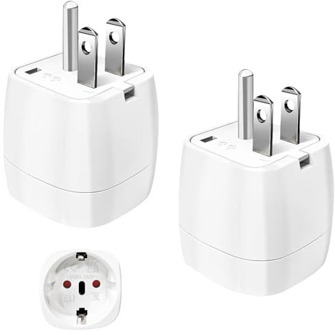 YOURKAY 2 Pezzi Adattatore Presa Americana, Adattatore USA, Presa Americana Adattatore Italiana, Adattatore da EU a USA, Spine Standard Europee, Adatto per USA, Canada, Messico, Brasile