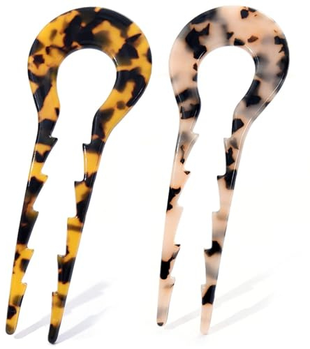 2 Pack Large French Pins Hair Fork Pin For French Twist Chignon Pins Large U Shape Tortoiseshell Hairpins For Women With Thicker Fine Hair