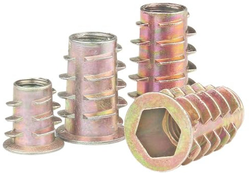 Qrity 20 Pièces Écrou Hexagonal Fileté en, M8 x 13mm Filetés à Tête Plate, Écrous à Insert Fileté en Forme d'échelle pour Meubles en Bois