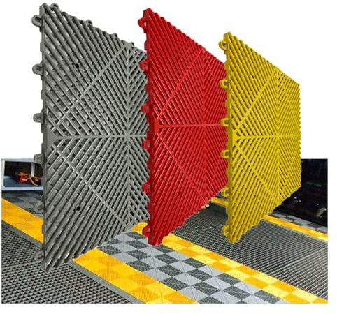 ZFUCMAYL Ineinandergreifende Entwässerungs-Bodenfliesen, Verbindende Modulare Kissenmatten, 39,9 X 39,9 cm, Bodenfliesenmatten for Pool, Dusche, Sauna, Bad, Terrasse, Garage (4 Stück)(Color 1)