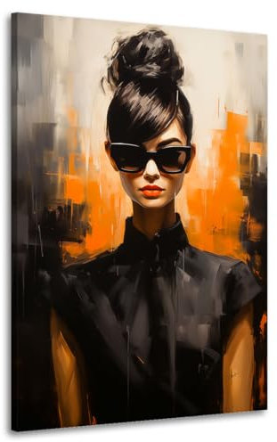 Kunstgestalten24 | Audrey Hepburn Modern Paint Art Leinwand-Bild | mit Echtholz-Keilrahmen | Leinwandbild Wandbild Gemälde Kunst Art | Hochwertige Kunstdrucke | XXL Bilder auf Leinwand