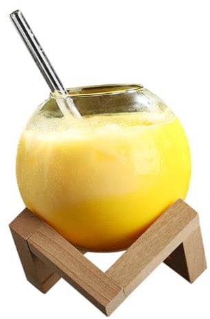 Garneck Verre à Cocktail Rond Avec Support Bois Verre à Vin Original Pour Bar Fête Et Maison Tasse à Boire Pour Jus Et Cocktails