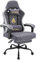 Symino Gaming Stuhl Racing Gamer Stuhl - Ergonomischer Gaming Sessel mit Lendenwirbelstütze, Gaming Chair mit Fußstütze Vintage PU Leder 130KG, Dark Grey