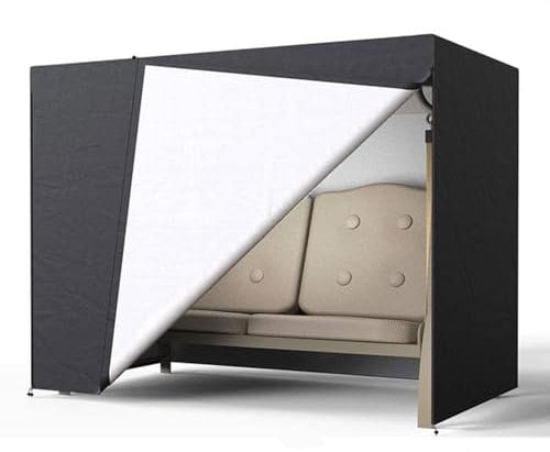 Yahbrra Hollywoodschaukel Abdeckung Gartenmöbel Winterfest: für Gartenschaukel Schaukelbank Universal Größe Abdeckung Wasserfest Winddicht UV Schutz (Schwarz, 220 * 125 * 170cm)