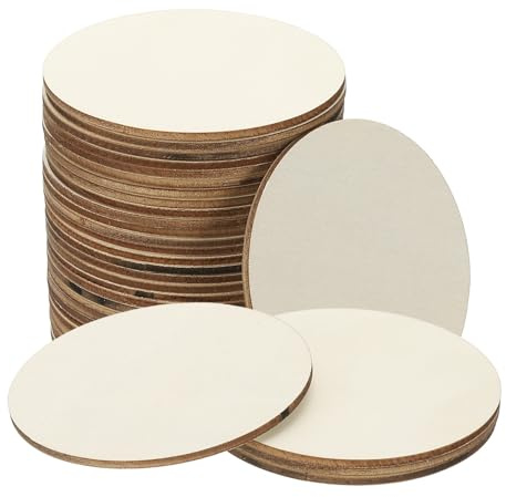 PATIKIL Wood Circles for Crafts, 3 inch Blank Unfinished Wood Round Slice Wooden Ornament Discs DIY Art Supplies for Crafting Painting Wedding Holiday Party Small Business, 30 Pcs