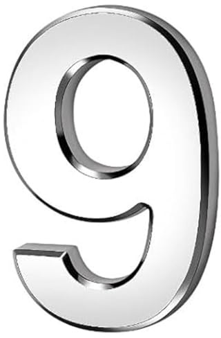 Door Numbers, 3 Inches 3D Self Adhesive Mailbox Number 0-9, Waterproof, Address House Street Stickers for House Mailbox Apartment Hotel Courtyard, Silver (Number 9)