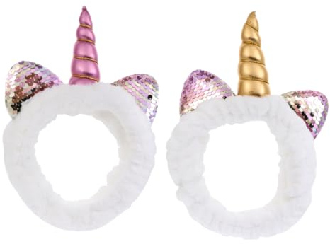 GANAZONO 2 Stück-pack Einhorn Haarbänder aus Weichem Gewebe Elastische Stirnbänder für Damen und Mädchen Bequem und Vielseitig für Make Up Gesicht und Alltag