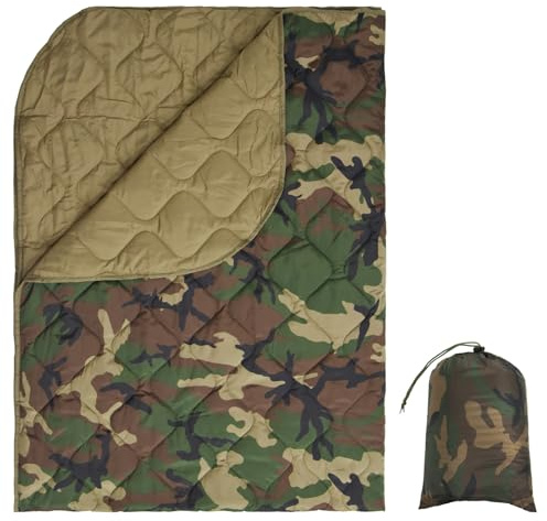 FYRTA Poncho Liner, Campingdecke Outdoor 150X200cm, wasserdichte Picknickdecken Camouflage, Jagd Decke Winter für kaltes Wetter, Picknick, Strand, Garten, Shelter-Jungle