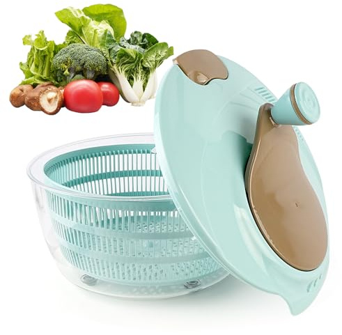 Lukymod 4L Large Salad Spinner Fruit Washer Bowl with Lid - BPA-Free | Lettuce Dryer Kitchen Gadget for Potato Salad Prep, Herb Washing & Compact Storage (Blue)