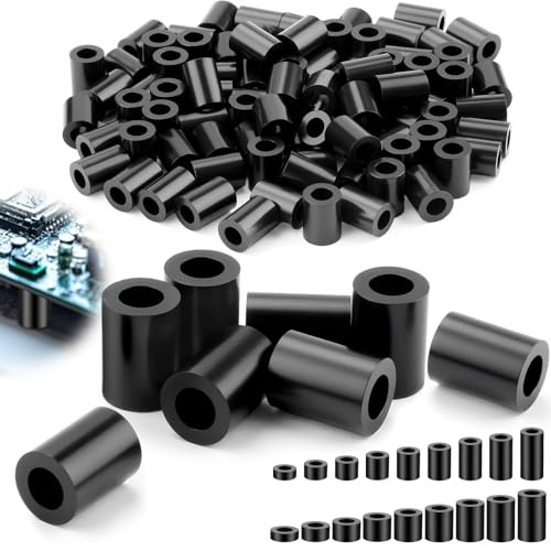 Sturiz 80 Pièces Entretoise Plastique Caoutchouc M8-10x14mm ABS Entretoise Rondes Nylon Rondelle Manchons de Distance Isolation Rondelles pour Vis Non Filetées Mécanique Connexion Circuits Imprimés