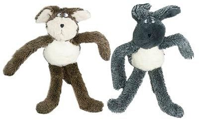 Large 40cm Cuddly Bunny Dog Toy for Puppies and Dogs Soft Plush with Squeaker Brown or Grey Colourful Durable Chew Toy for Medium Large Breeds Cute Pet Toy Puppy Comfort Cuddly Dog Toys