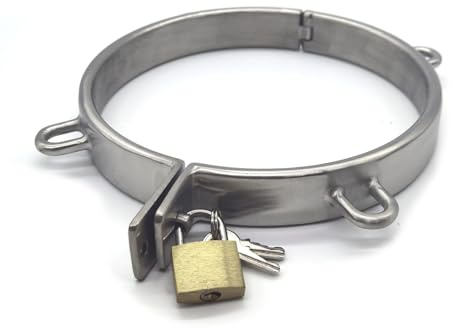YAXZA Metall Hals Kragen Halsreif Sklave Sex Halsband mit 4 Ösen O Ring BDSM Bondage Sex-Halsbänder/Halsfessel Abschließbar Fetisch Restraint Spiel Collar Choker Sex Spielzeug für frauen Männer