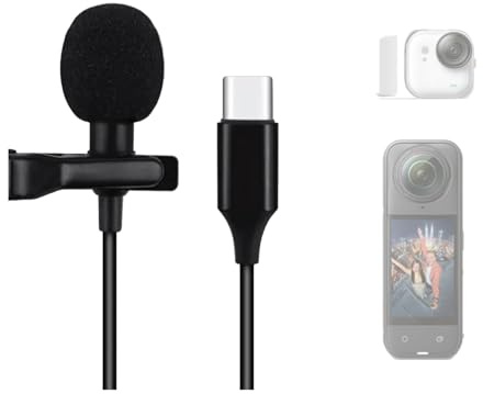 ZLiT Lavalier Microphone for Insta360 X5/GO Ultra Action Camera USB-C Omnidirectional Lapel Microphone for Recording Podcasting Gaming Interview (Black)