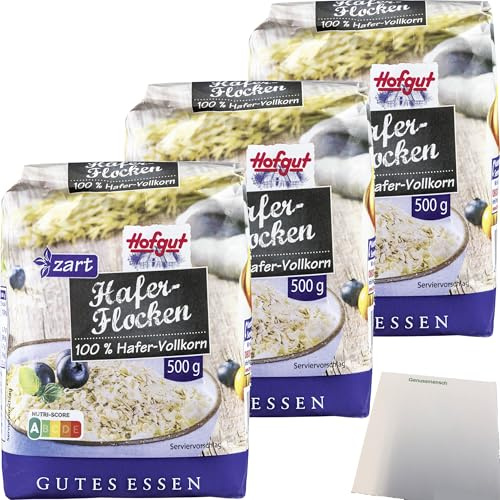 usy Bundle für Hofgut Haferflocken zart 3er Pack (3x500g Packung) + usy Block