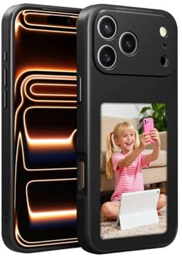 KSOPUERT Smart Tintenbildschirm Handyhülle für iPhone 17 Pro Max,Schwarz | Verbesserte 4-Farben, NFC, DIY-Handyhülle,Personalisierte Rückseite mit Ihren Bildern/Texten, Always-On-Display,4-Zoll