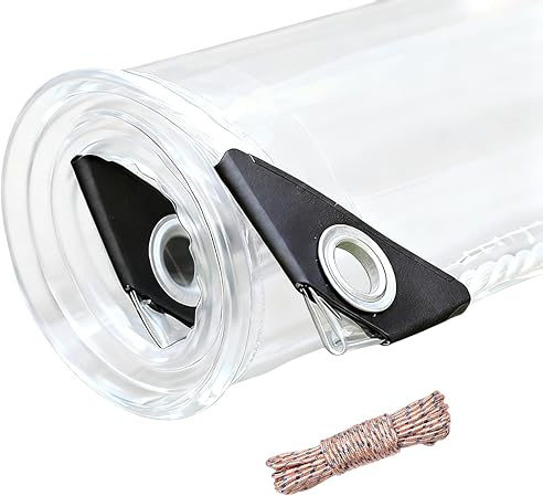 Bâche Étanche Transparente 220 x 290 cm Protection Imperméable Bâche en PVC Epaisse Multifonction pour Serre Pergola Camping Jardin Plantes Voiture, Couleur Transparente