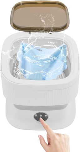 Lavatrice portatile, compatta pieghevole lavatrice con nucleo della turbina, capacità 10 l e 3 programmi di lavaggio, mini lavatrice per viaggi appartamento dormitorio (grigio)