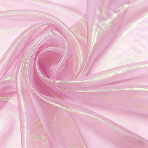 Organza Tüllstoff Glitzer Rosa, 500 x 150 cm, Tüll Meterware | für Gardine Vorhänge, Tischdecken, Kleid Bühnenshow, Faschingskostüme, Hochzeit Dekor