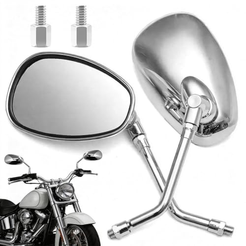 Gohytal Motorrad Spiegel Universal, Chrom Motorrad Spiegel E Geprüft, Universal mit M8 M10, Rückspiegel für Moped, Roller, Fahrzeuge ATV, Seitenspiegel Kompatibel mit Meisten Modellen