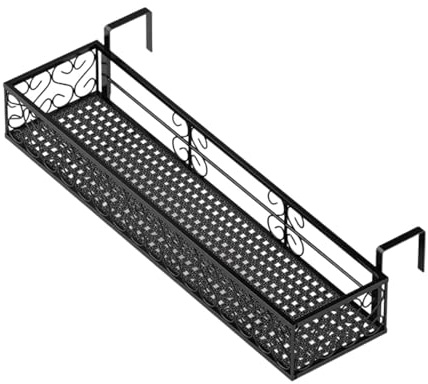 predolo Hängendes Geländer Pflanzgefäß Regal, Korb, Pflanzengeländer Regal mit Haken, Balkon Blumentopf Ständer für Garten, Zaun Dekoration, Mehrfarbig, 80CM