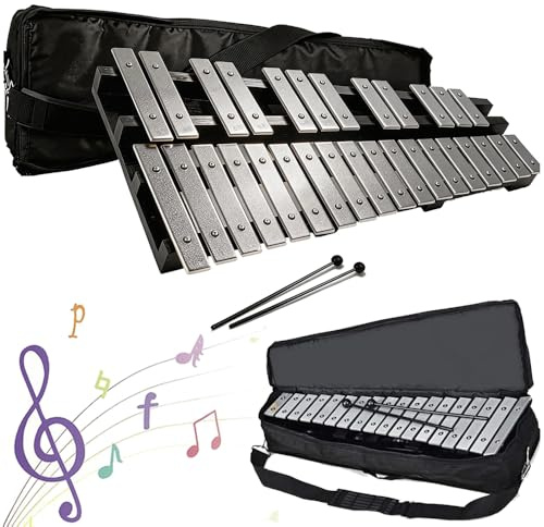 30 Noten Faltbares Glockenspiel Xylophon,Musikinstrument Holz Aluminum, Percussion Geeignetmit 2 Schlägeln & Tragetasche für Percussion Instrument Einsteiger und Musikschulen & Kirche