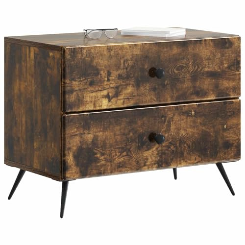 vidaXL Nachttisch Geräucherte Eiche 62 x 34,5 x 47,5 cm Holzwerkstoff, Wohnzimmer, rechteckiger Tisch, modernes Design, viel Stauraum, minimaler Stand, Smarter Raumlösungsakzent