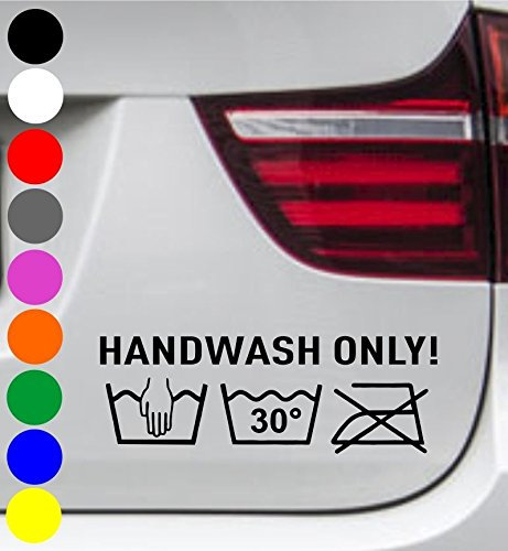 wDesigns 2er Set WD Autoaufkleber HANDWASH ONLY 30 HANDWÄSCHE Tuning Aufkleber Autowäsche