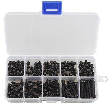 HALJIA 240pcs M3 Carbon Steel Allen Bolt 4-25mm Button Head Hex Socket Cap Screw Bolt Metric
