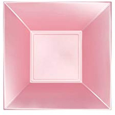 Sovie Tableware Teller tief aus Plastik (PP), Perlmutt-Rosa, 180 x 180 mm, 8 Stück – bis +120°C, BPA-frei, recyclebar, ideal für Suppen, Salate, Buffets & Events