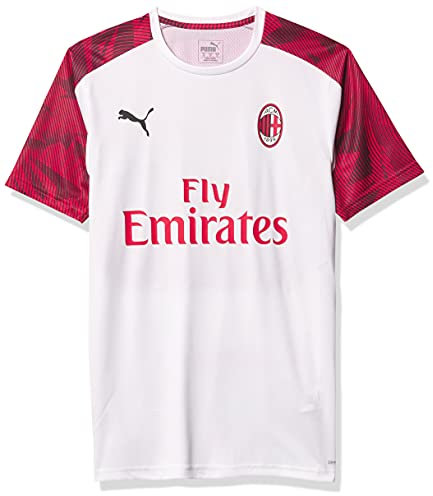 PUMA Herren A. C. Milan ACM Training Jersey SS with Sponsor Logo Hemd, White-Tango Rot, XX-Large