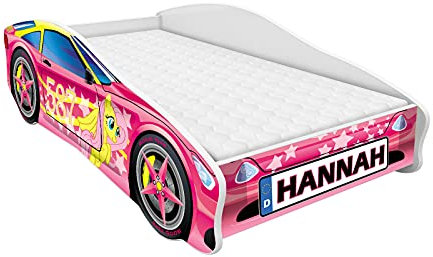 ACMA Kinderbett Autobett Auto Junior mit Lattenrost und Matratze 140x70 160x80 180x80 (140x70, 8 + Name)