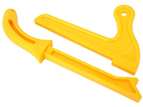 Fafeicy 2 Pièces Bâton de Sécurité 2-en-1 en Plastique Jaune pour Scie à Bois et Bloc Poussoir - Outils de Travail du Bois Pratique pour Coupe et Protection (Jaune)