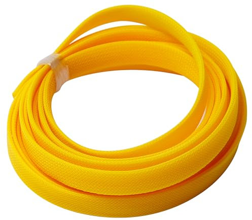 Othmro Manicotti flessibili intrecciati in PET da 5 m di lunghezza e 1,6 cm di larghezza, guaina flessibile per cavi in rete metallica per TV, audio, PC, computer, cavi da masticare per animali