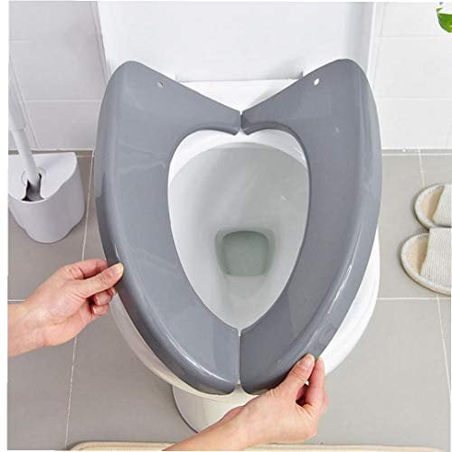 Angoter Foldable Plastic Toilet Seat Cover Mats Waterproof Portable Travel Toilet Case Home Bathroom Closestool Protector Wc Cover Random Color