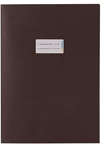 HERMA 7097 Heftumschlag A4 Papier Braun, Hefthülle mit Beschriftungsfeld aus extrem kräftigen Papier & satten Farben, Heftschoner für Schulhefte, farbig