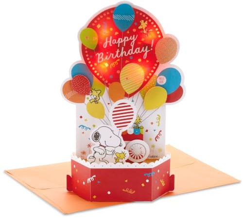 Hallmark Paper Wonder Peanuts Pop Up Birthday Card with Music (Snoopy, Birthday Balloons)