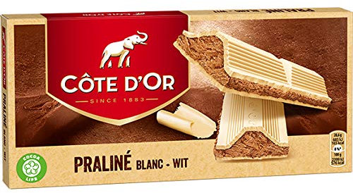 Côte D Or D'Or - Praline Blanc 200 G Praliné Aux Notes De Noisettes Et Chocolat Snack Parfait Tablette Emballée Individuellement Importé Belgique , (Lot 1)